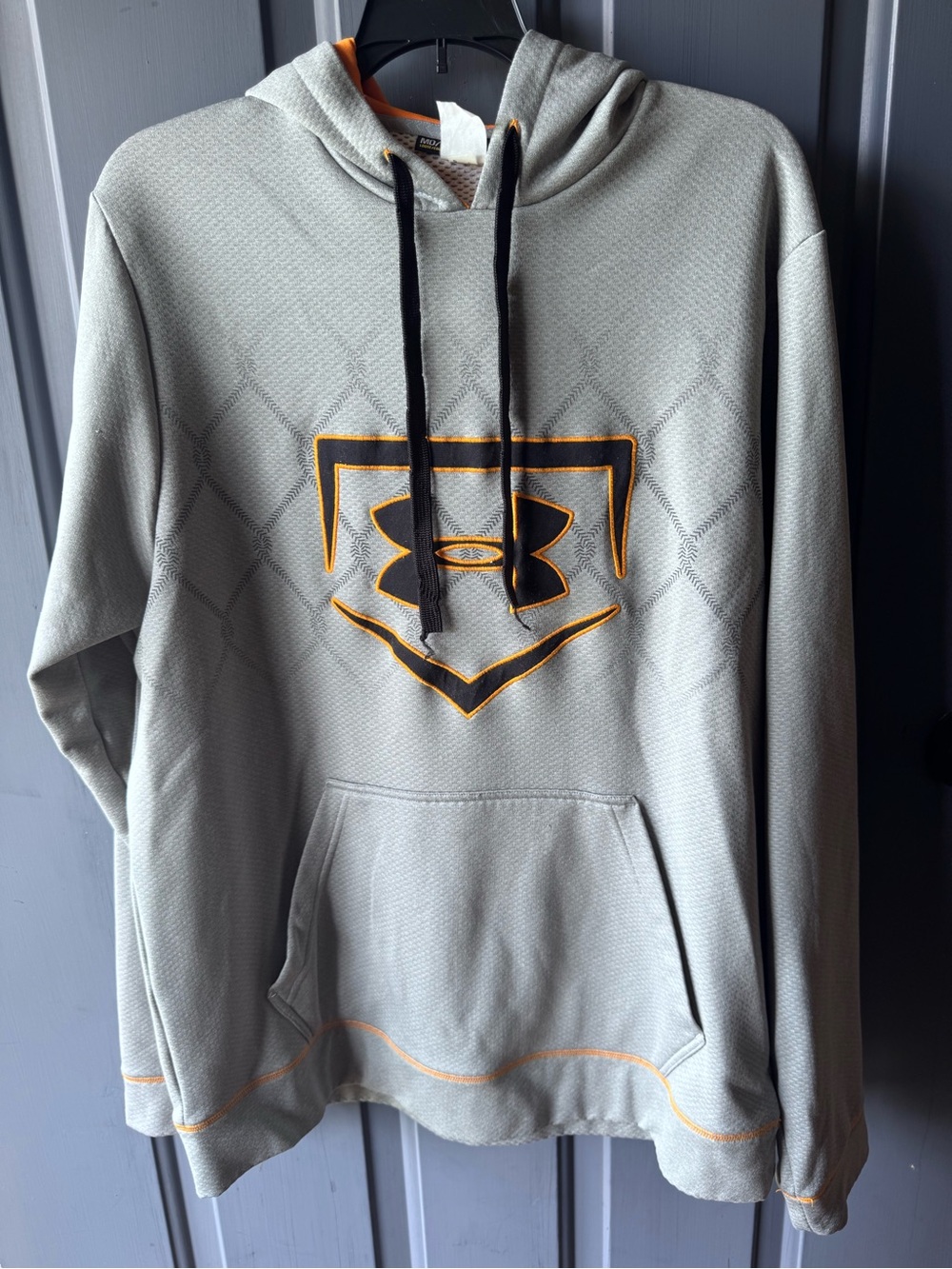 Under Armour Gray Hoodie with Orange Trim and Black Drawstrings
